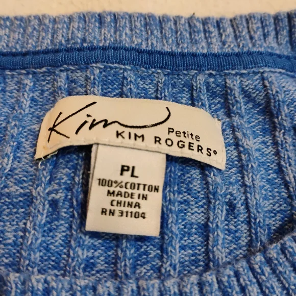 Kim Rogers Light Blue Textured Crew Neck Sweater - Picture 2 of 6